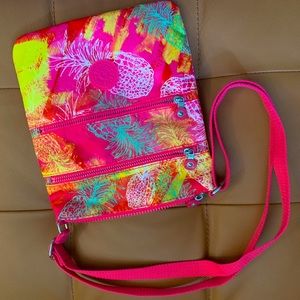 Kipling tropical pattern hot pink bag
